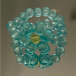 Handmade blue beaded flower ring